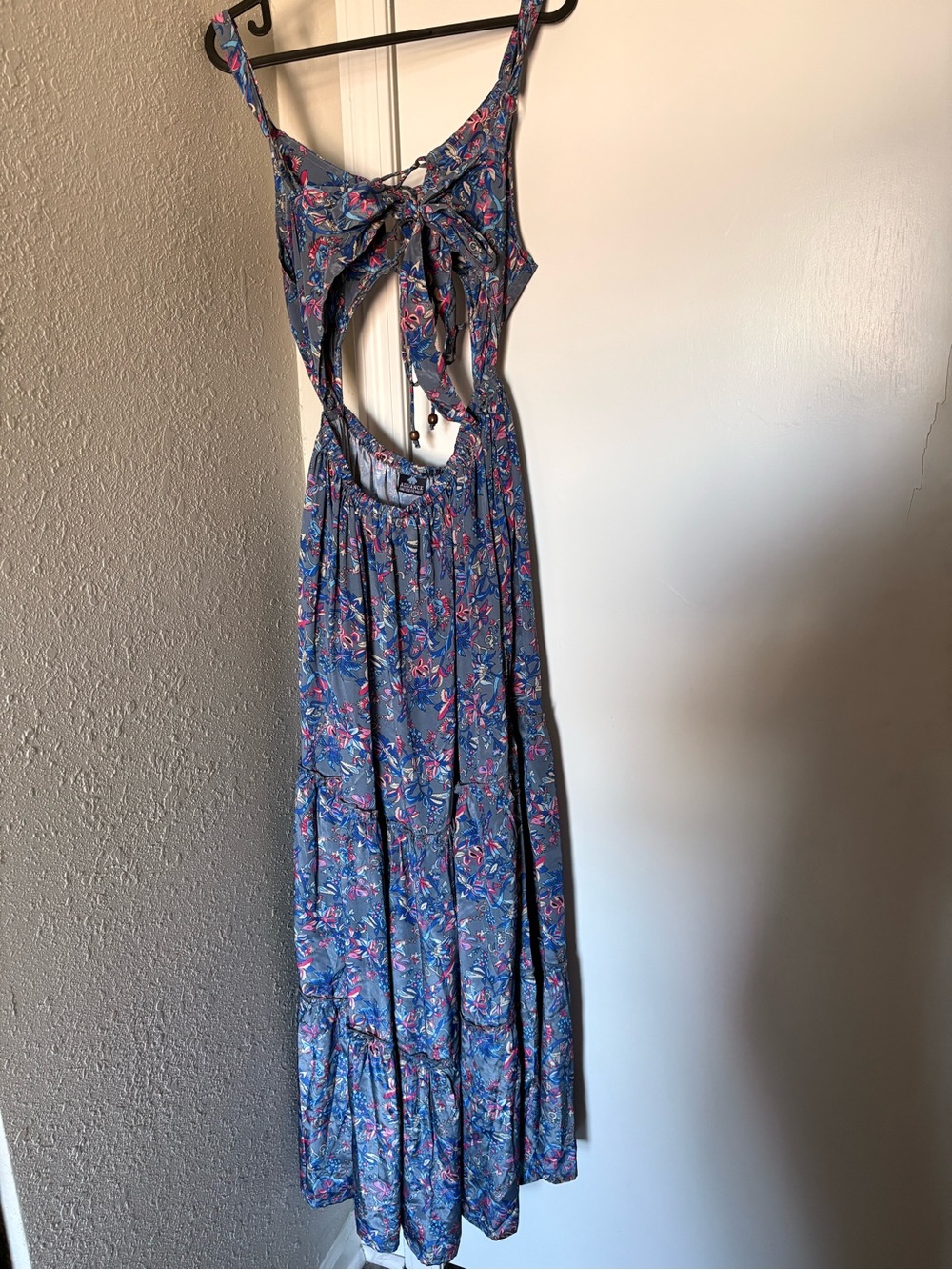 Advance Apparels Blue Floral Open-Back Maxi Dress